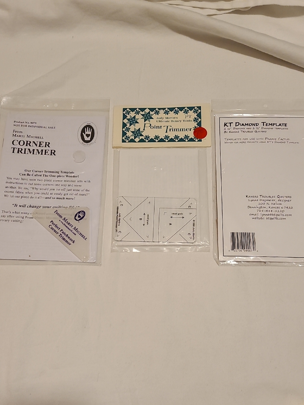 Marti Michell Corner Point Trimmer Diamond Quilting, Sewing Template 3 packs